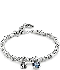 UNOde50 Charismatic Collection Pulseras Blue Crystal Beaded Sterling Silver Stretch Bracelet