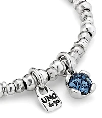 UNOde50 Charismatic Collection Pulseras Blue Crystal Beaded Sterling Silver Stretch Bracelet