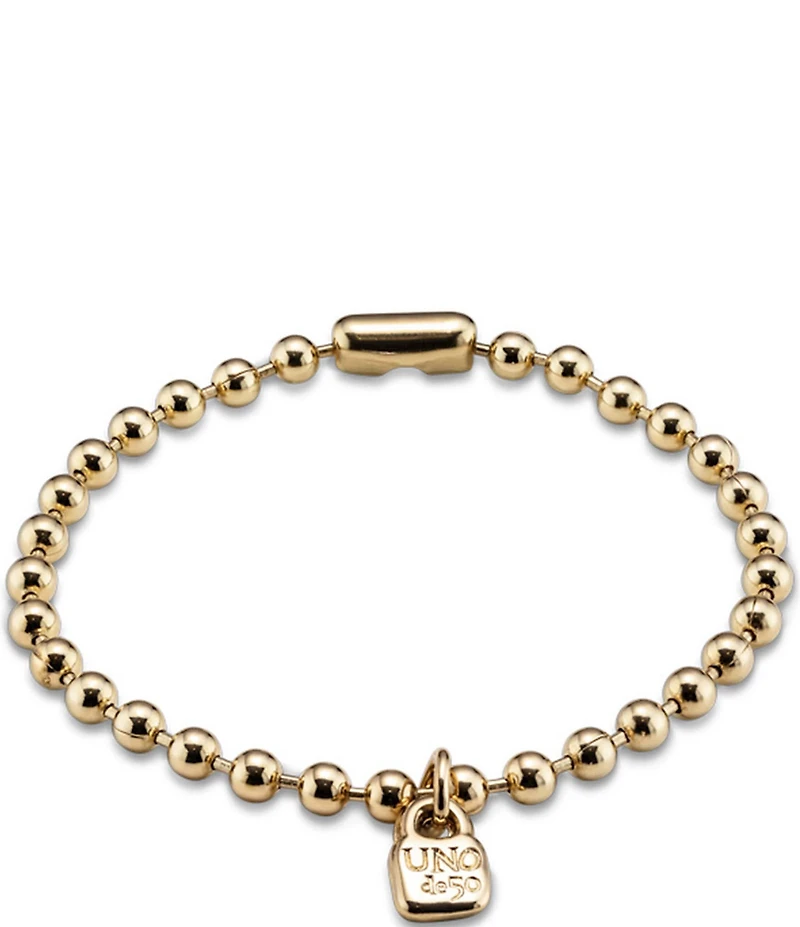UNOde50 Emotions Beaded Charm 18k Gold Line Bracelet