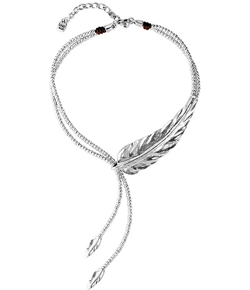 UNOde50 Feather Collar Beaded Y Necklace