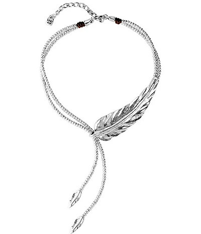 UNOde50 Feather Collar Beaded Y Necklace