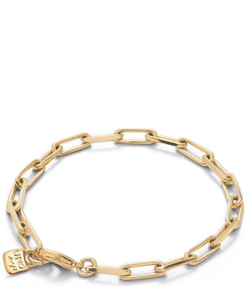 UNOde50 Hazte Uno Collection Rectangular Link 18k Gold Line Chain Bracelet
