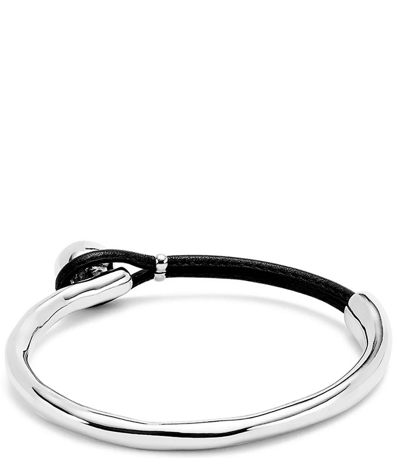 UNOde50 Pulseras Silver & Leather Bangle Bracelet