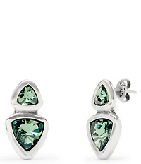 UNOde50 Ser Camaleonica Collection Green Crystal Sterling Silver Double Drop Earrings