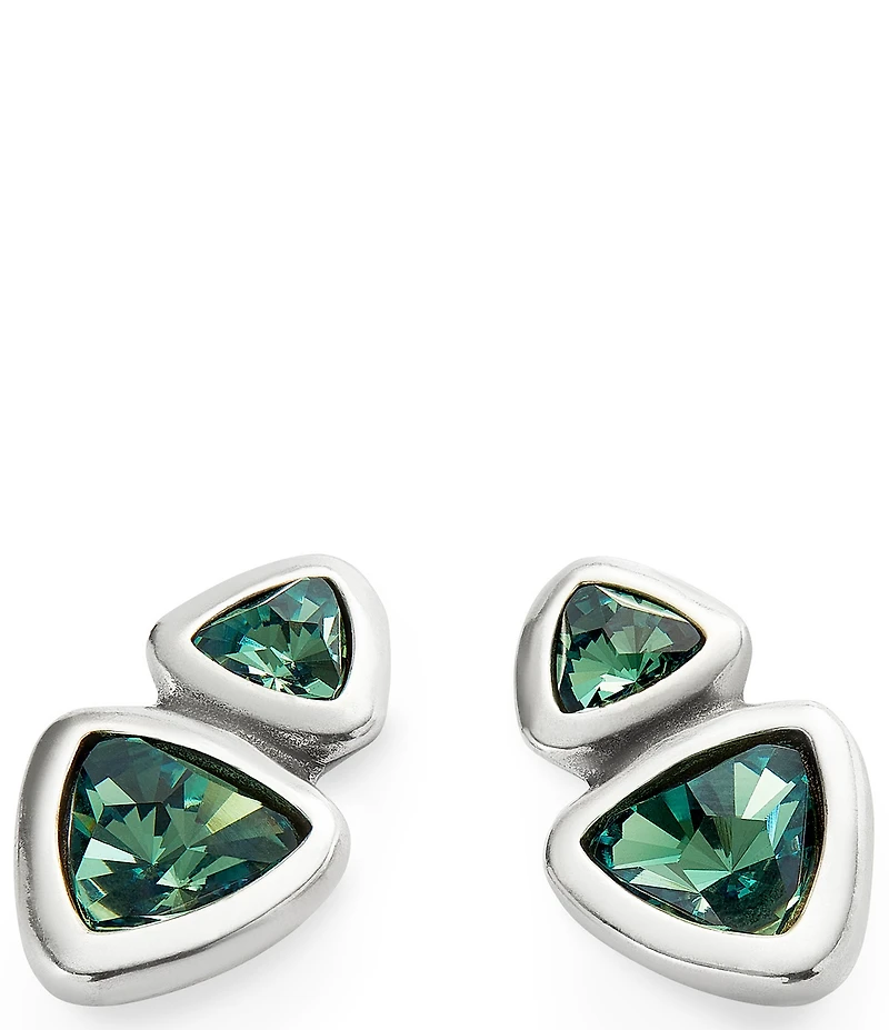 UNOde50 Ser Camaleonica Collection Green Crystal Sterling Silver Double Drop Earrings