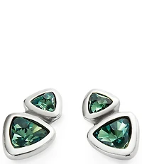 UNOde50 Ser Camaleonica Collection Green Crystal Sterling Silver Double Drop Earrings