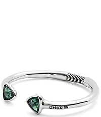 UNOde50 Ser Camaleonica Collection Green Crystal Sterling Silver Double Stone Cuff Bracelet