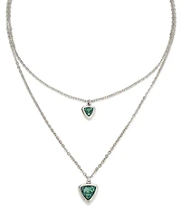 UNOde50 Ser Camaleonica Collection Green Crystal Sterling Silver Short Multi Strand Necklace