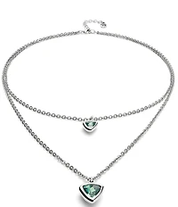 UNOde50 Ser Camaleonica Collection Green Crystal Sterling Silver Short Multi Strand Necklace