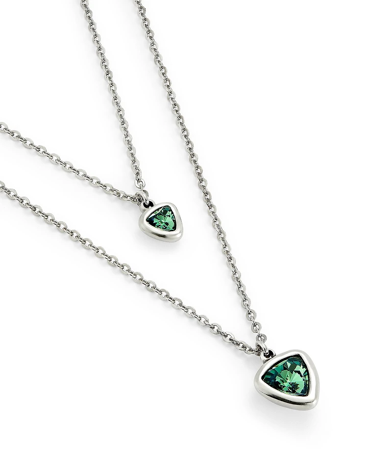 UNOde50 Ser Camaleonica Collection Green Crystal Sterling Silver Short Multi Strand Necklace