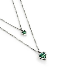 UNOde50 Ser Camaleonica Collection Green Crystal Sterling Silver Short Multi Strand Necklace