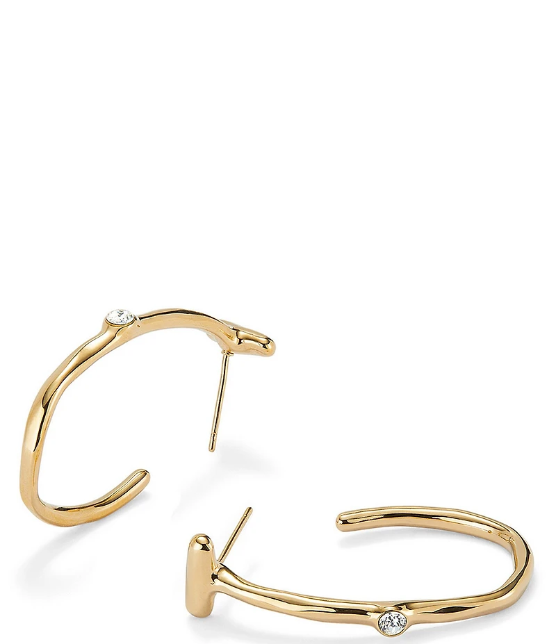 UNOde50 Ser Indomable Collection Stone Bar 18k Gold Hoop Earrings