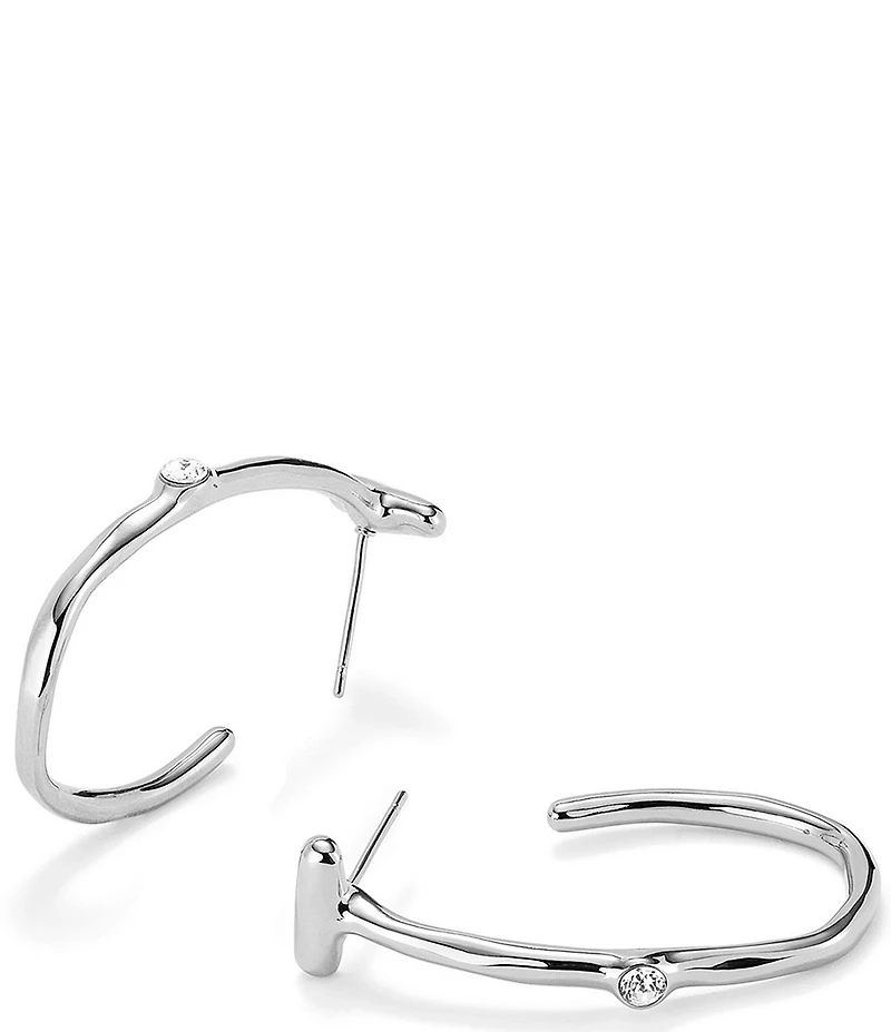 UNOde50 Ser Indomable Collection Stone Bar Sterling Silver Hoop Earrings
