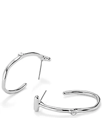 UNOde50 Ser Indomable Collection Stone Bar Sterling Silver Hoop Earrings