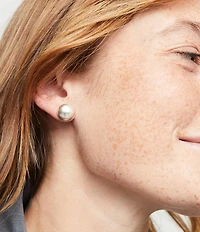 UNOde50 Ser Intrepida Domed Bead Sterling Silver Stud Earrings