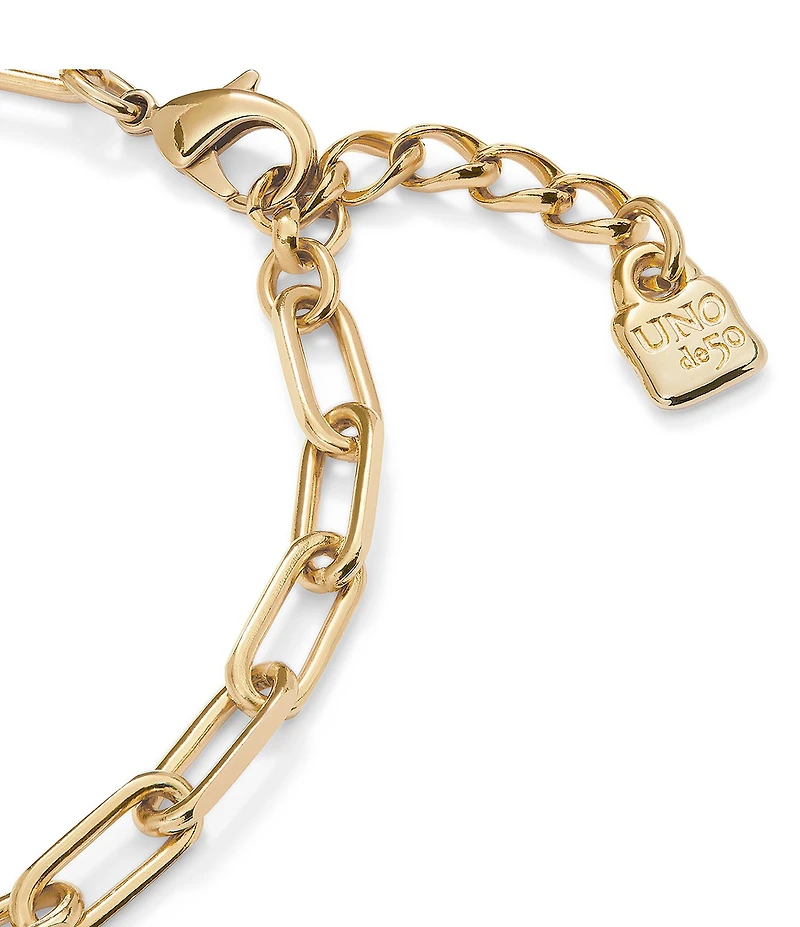 UNOde50 Ser Valiente Collection Oval Link 18k Gold Chain Necklace