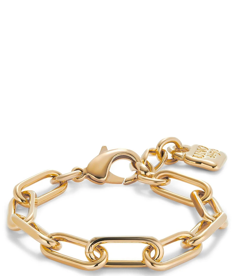 UNOde50 Ser Valiente Collection Paperclip Link 18k Gold Line Chain Bracelet