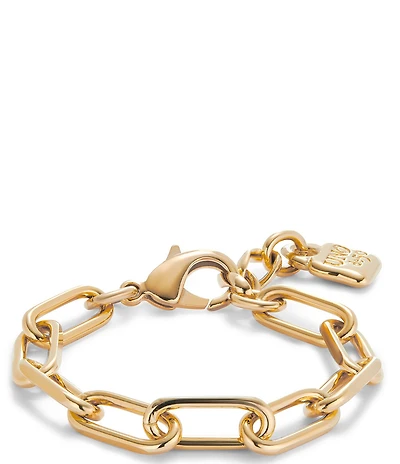 UNOde50 Ser Valiente Collection Paperclip Link 18k Gold Line Chain Bracelet