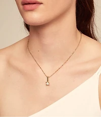 UNOde50 Spiritual Collection Divine 18k Gold Crystal Drop Short Pendant Necklace