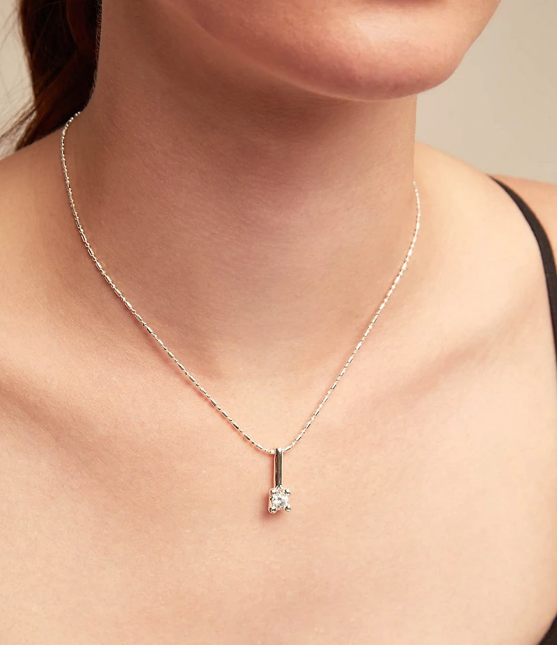 UNOde50 Spiritual Collection Divine Sterling Silver Crystal Drop Short Pendant Necklace