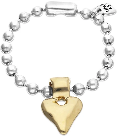 UNOde50 Two Tone Beaded Heart Snowflake Line Bracelet
