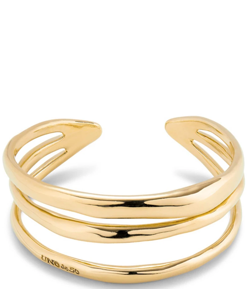 UNOde50 Vital Collection Electrik Triple Strand 18k Gold Cuff Bracelet