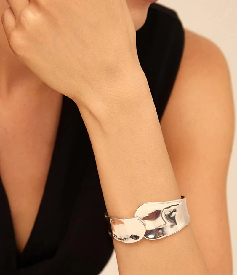 UNOde50 Waves Sculptural Sterling Silver Bangle Bracelet