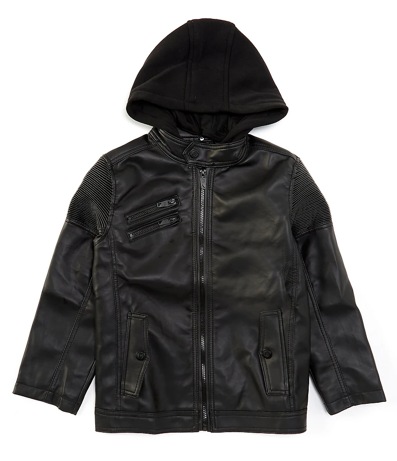 Urban Republic Big Boys Hooded Coated Moto Jacket