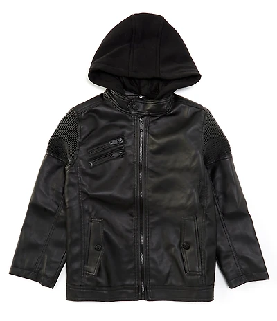 Urban Republic Big Boys Hooded Coated Moto Jacket