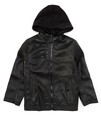 Urban Republic Big Boys Hooded Coated Moto Jacket