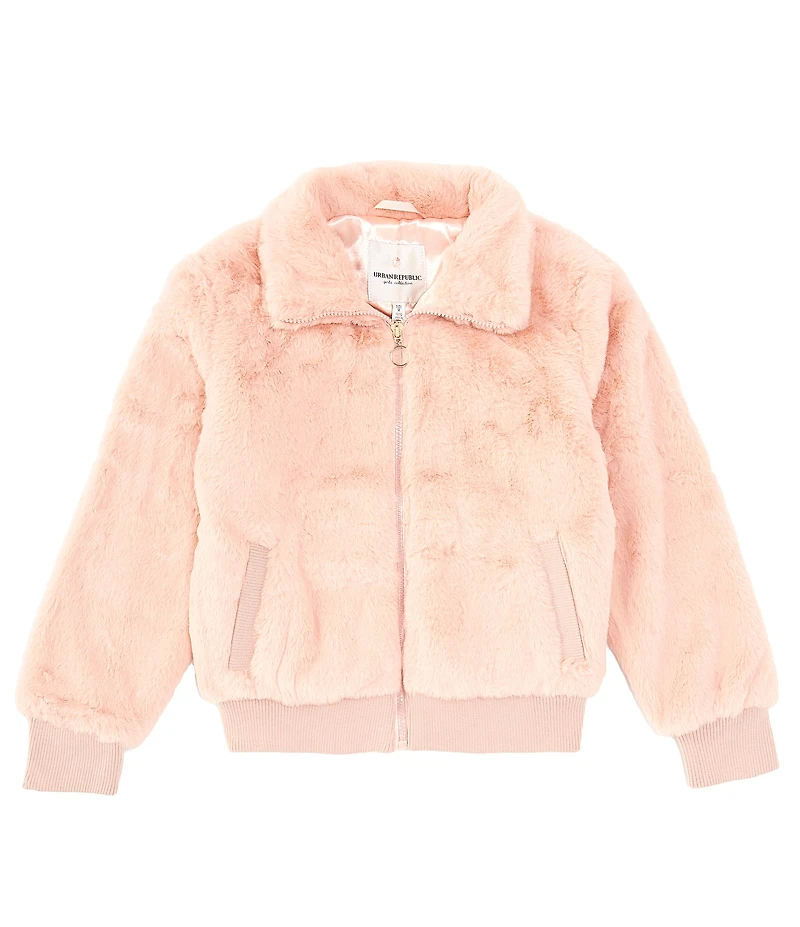Urban Republic Big Girls Long Sleeve Faux-Fur Bomber Jacket
