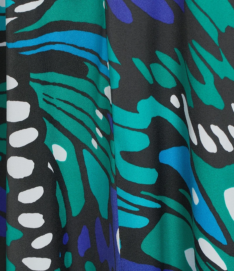 VAN WINKLE & CO. Butterfly Wing Print Woven Satin V-Neck Sleeveless Maxi Chemise