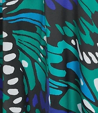 VAN WINKLE & CO. Butterfly Wing Print Woven Satin V-Neck Sleeveless Maxi Chemise