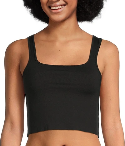 VAN WINKLE & CO. Flat Ribbed Sleeveless Square Neck Cropped Tank