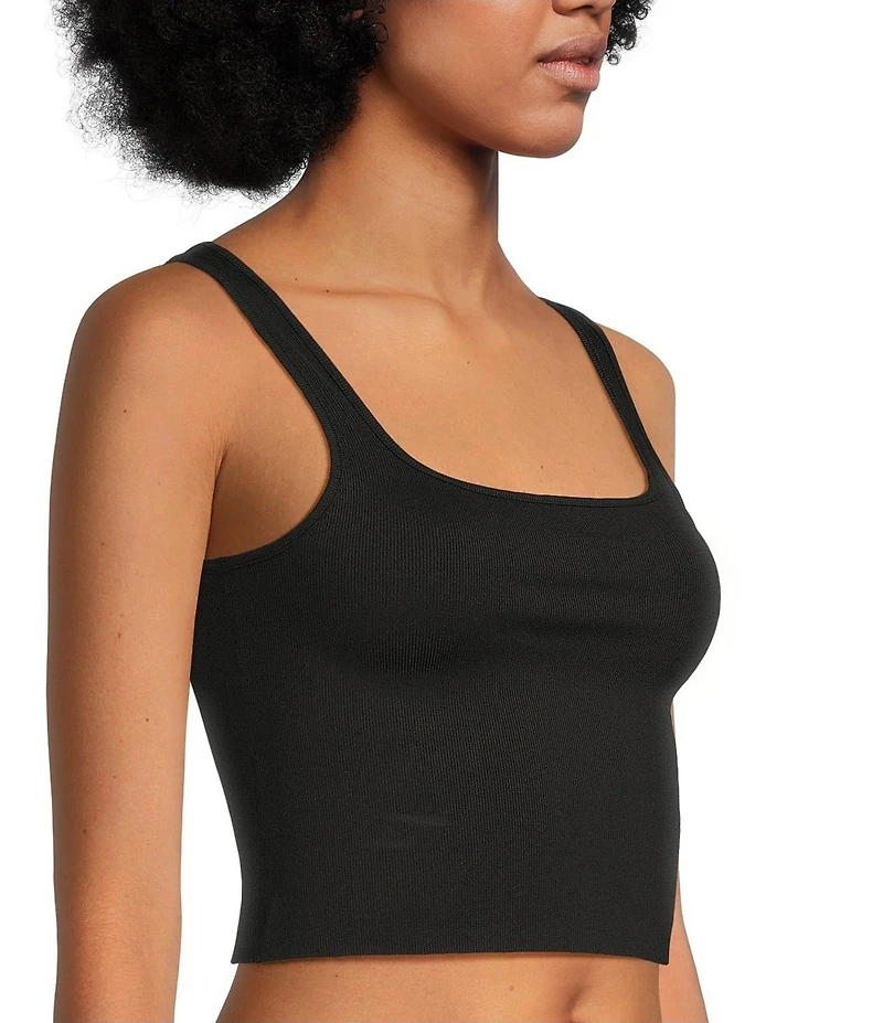 VAN WINKLE & CO. Flat Ribbed Sleeveless Square Neck Cropped Tank