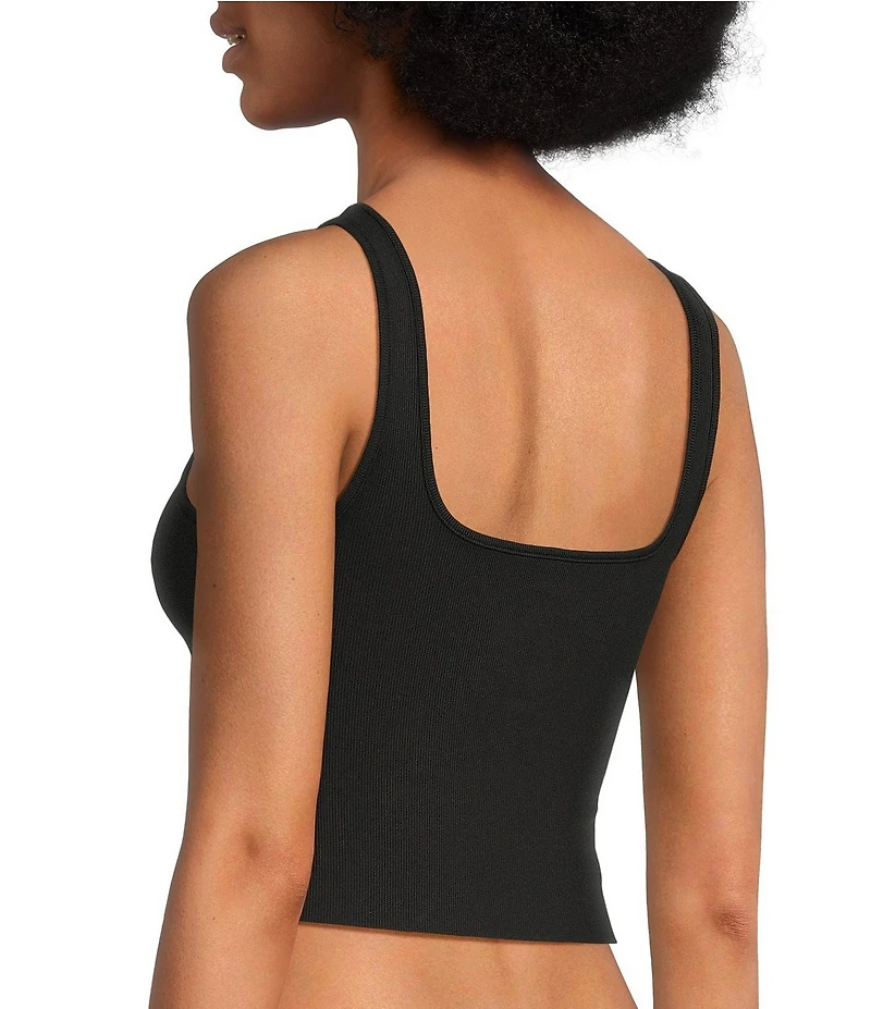 VAN WINKLE & CO. Flat Ribbed Sleeveless Square Neck Cropped Tank