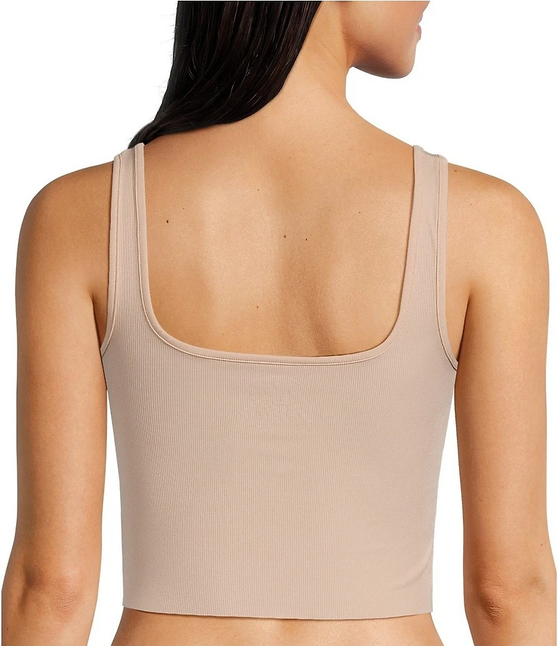 VAN WINKLE & CO. Flat Ribbed Sleeveless Square Neck Cropped Tank