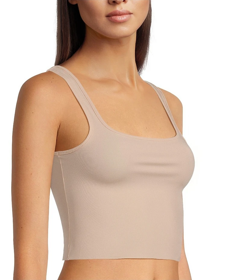 VAN WINKLE & CO. Flat Ribbed Sleeveless Square Neck Cropped Tank