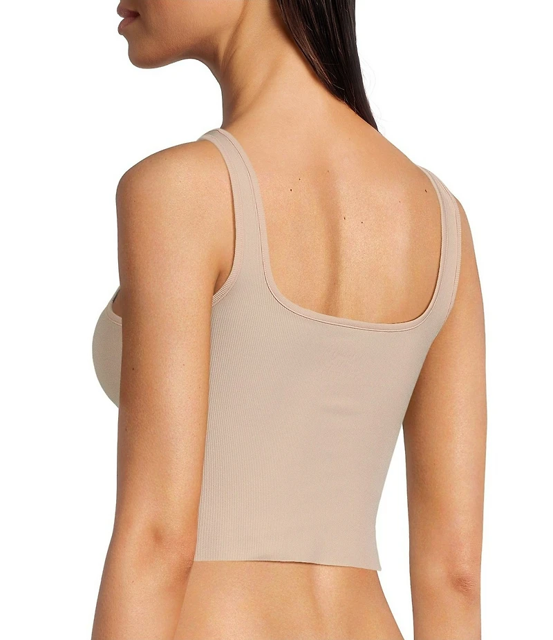 VAN WINKLE & CO. Flat Ribbed Sleeveless Square Neck Cropped Tank