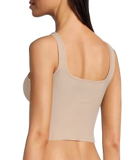 VAN WINKLE & CO. Flat Ribbed Sleeveless Square Neck Cropped Tank