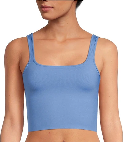 VAN WINKLE & CO. Flat Ribbed Sleeveless Square Neck Cropped Tank