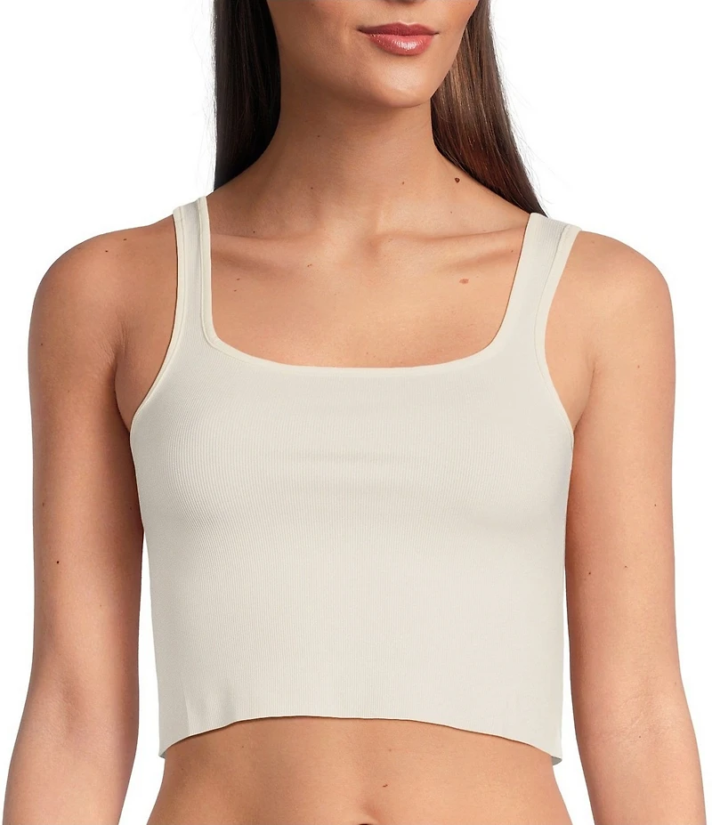 VAN WINKLE & CO. Flat Ribbed Sleeveless Square Neck Cropped Tank