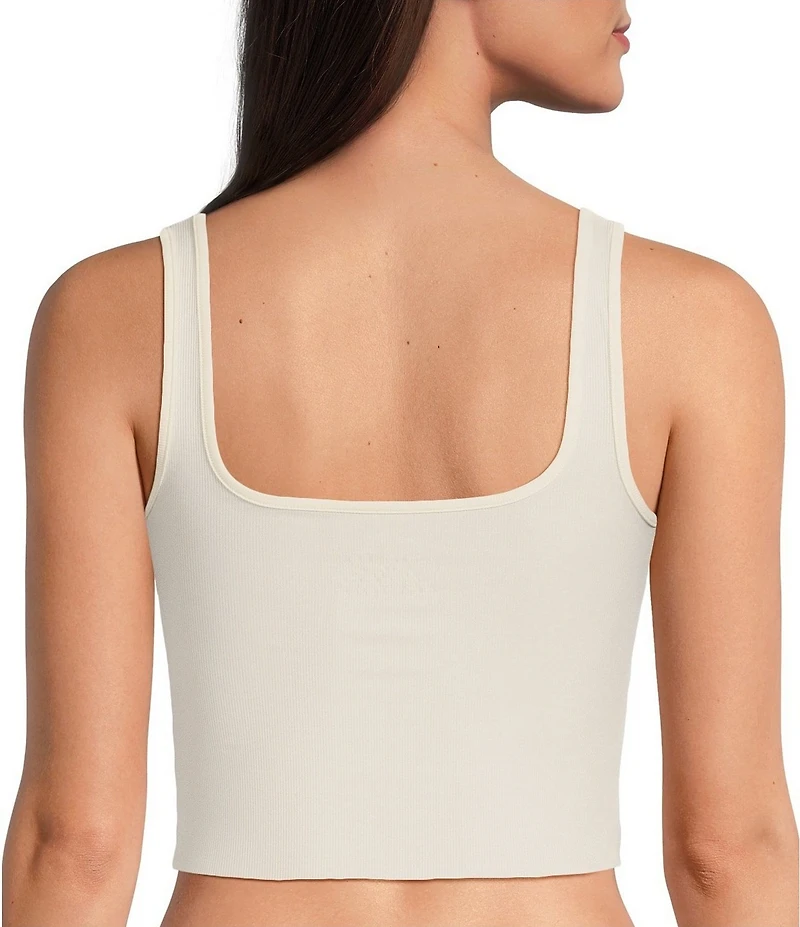 VAN WINKLE & CO. Flat Ribbed Sleeveless Square Neck Cropped Tank