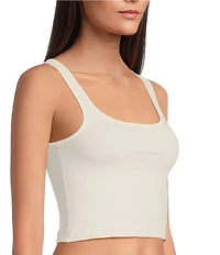 VAN WINKLE & CO. Flat Ribbed Sleeveless Square Neck Cropped Tank