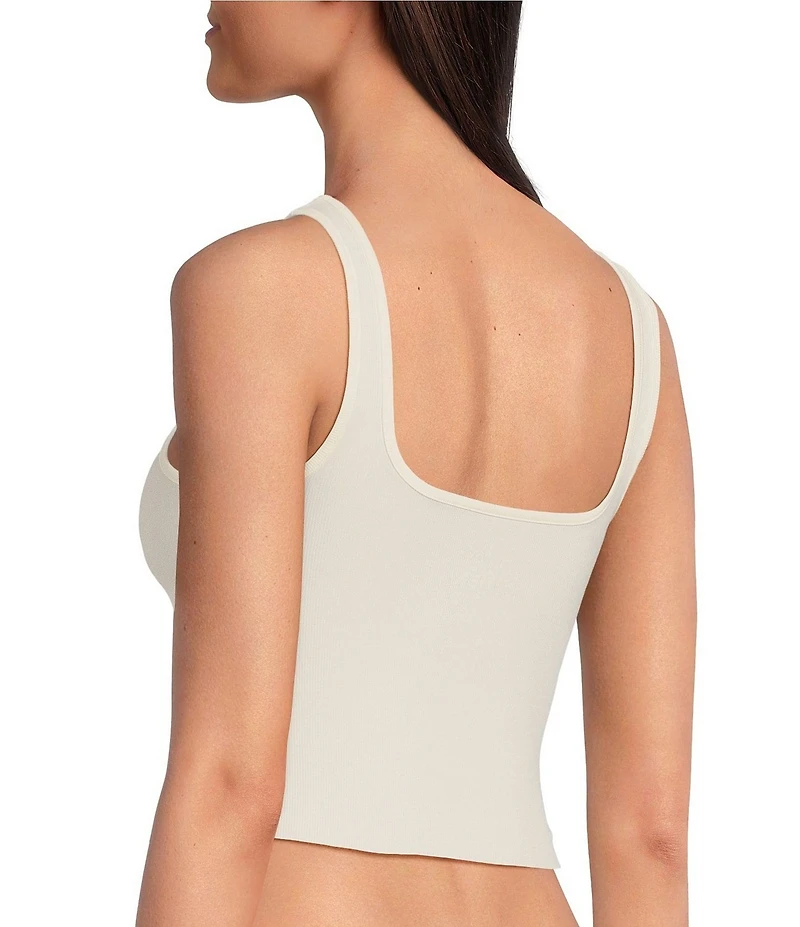 VAN WINKLE & CO. Flat Ribbed Sleeveless Square Neck Cropped Tank