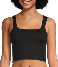 VAN WINKLE & CO. Flat Ribbed Sleeveless Square Neck Cropped Tank
