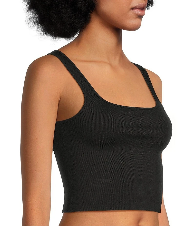 VAN WINKLE & CO. Flat Ribbed Sleeveless Square Neck Cropped Tank