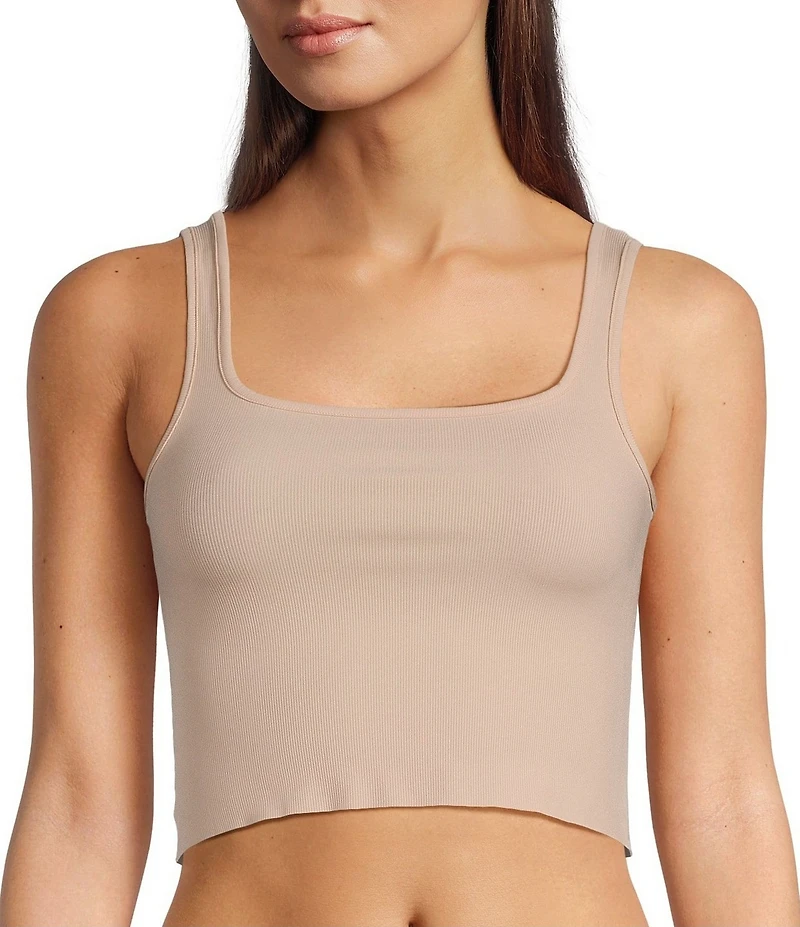 VAN WINKLE & CO. Flat Ribbed Sleeveless Square Neck Cropped Tank
