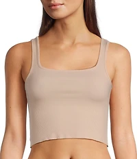 VAN WINKLE & CO. Flat Ribbed Sleeveless Square Neck Cropped Tank