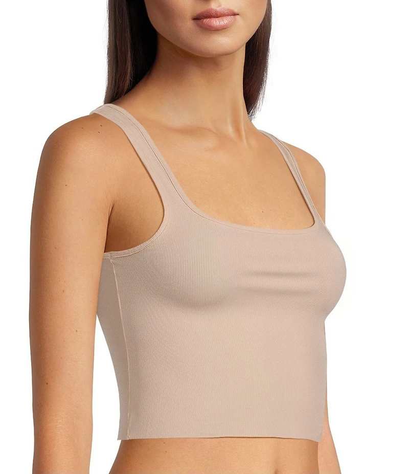 VAN WINKLE & CO. Flat Ribbed Sleeveless Square Neck Cropped Tank